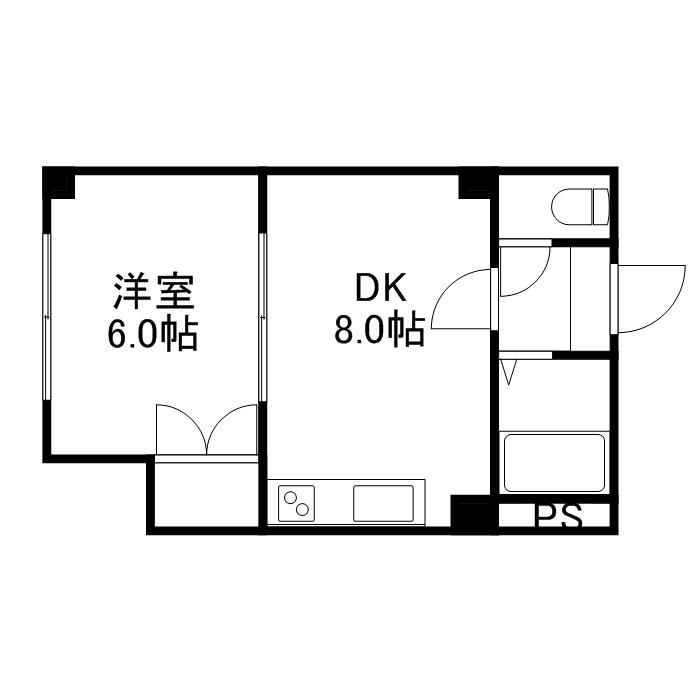 レジデンスやまいち(1DK/4階)の間取り写真