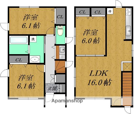 札幌市東西線 南郷１８丁目駅 徒歩10分 2階建 築13年(3LDK)の間取り写真