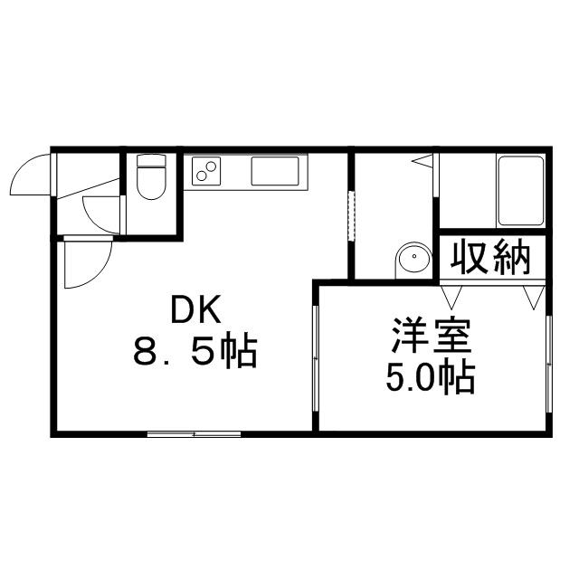 ライズフラット(1DK/2階)の間取り写真