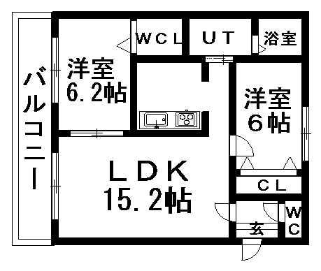 香風館壱番(2LDK/1階)の間取り写真