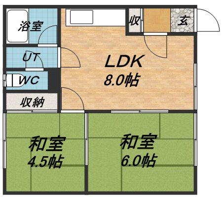 青柳マンションA(2DK/2階)の間取り写真
