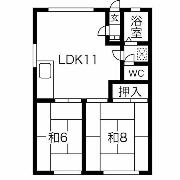三上コーポ(2LDK/2階)の間取り写真