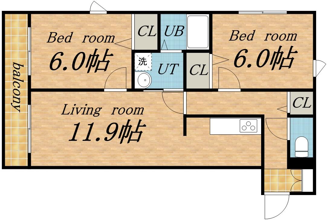 アムール平岸(2LDK/7階)の間取り写真