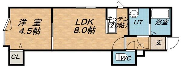 フォルトゥナ—ト(1LDK/2階)の間取り写真