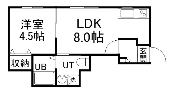 JSCOURT東札幌(1LDK/2階)の間取り写真