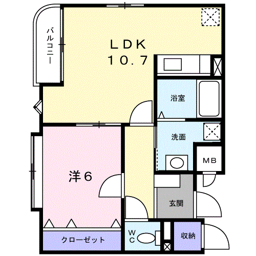 フレッシュリーヴス(1LDK/2階)の間取り写真