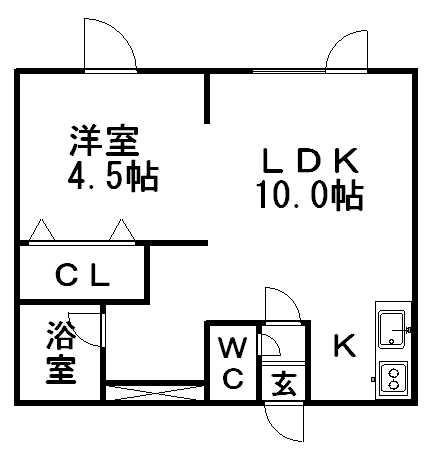 キラメック白石駅前(1DK/3階)の間取り写真