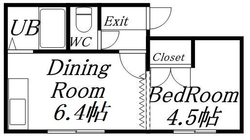 ステュディオ南郷(ワンルーム/2階)の間取り写真