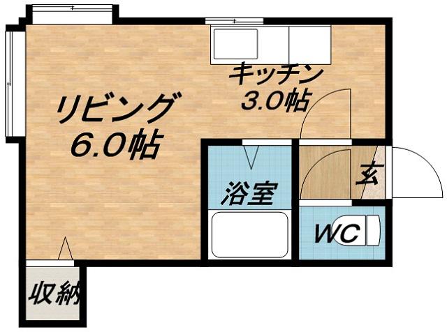 TCM学園前Ⅰ(1K/2階)の間取り写真