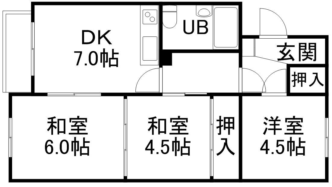 第12松井ビル(3DK/1階)の間取り写真