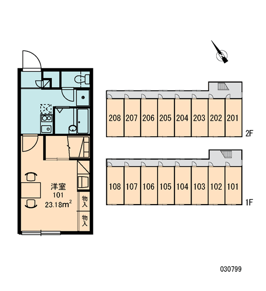 レオパレスクローバー(1K/2階)の間取り写真