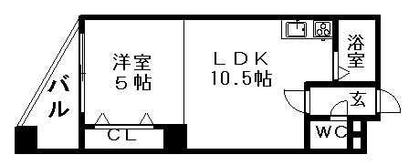 パークヒルズ東札幌(1LDK/1階)の間取り写真