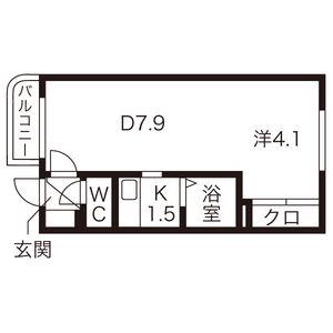 カサデューク澄川82(1DK/3階)の間取り写真
