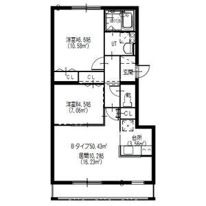 セントポーリアシェリル(2LDK/2階)の間取り写真