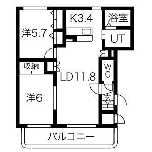 LIFE畔田(2LDK/3階)の間取り写真