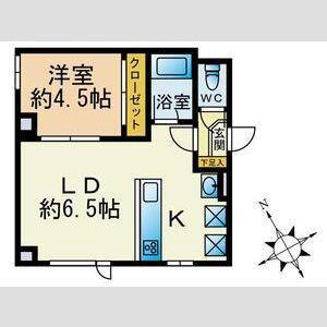 リバティーベル(1LDK/2階)の間取り写真