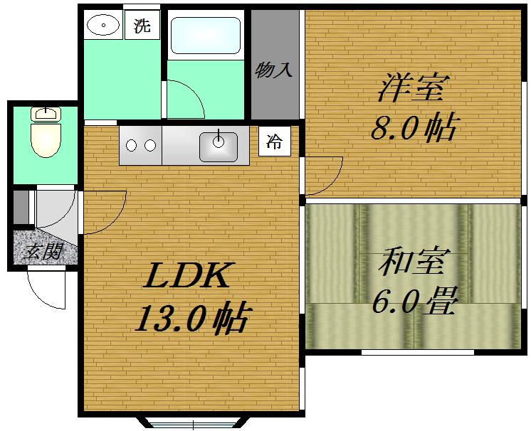 コーポ藤(2LDK/1階)の間取り写真
