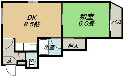 プルーデンス西岡(1DK/4階)の間取り写真