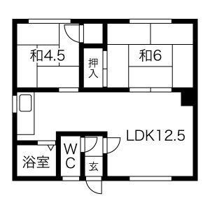 ノース FIELD壱番館(2LDK/1階)の間取り写真