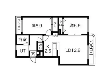 エムズA(2LDK/4階)の間取り写真