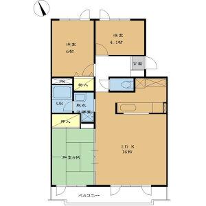 ウエストヒルズ弐番館(3LDK/2階)の間取り写真