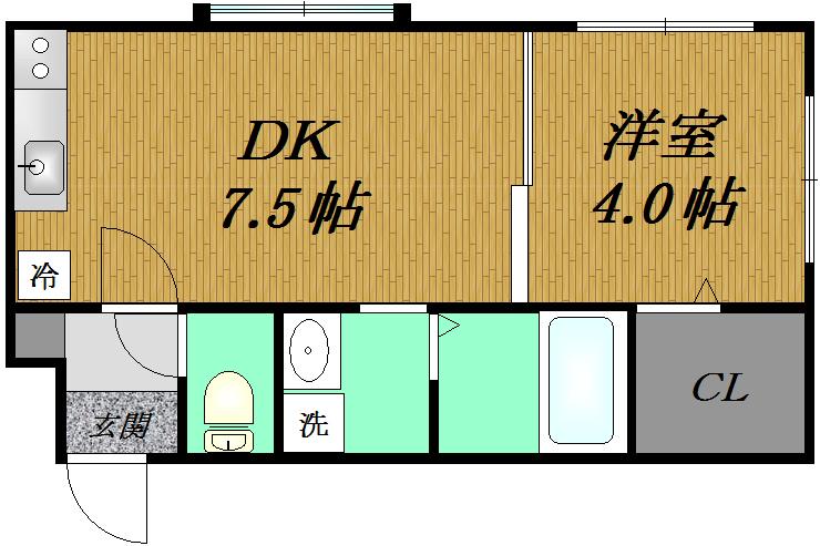DOLE TUKISAMU(1DK/4階)の間取り写真