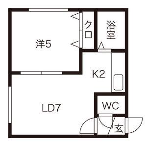 フォレスト豊平Ⅱ(1DK/1階)の間取り写真