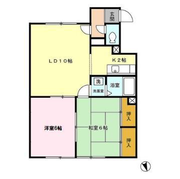 リバー平岡(2LDK/2階)の間取り写真