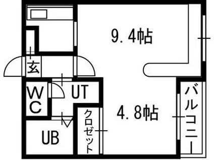 ホークメゾン札幌2号館(1LDK/2階)の間取り写真