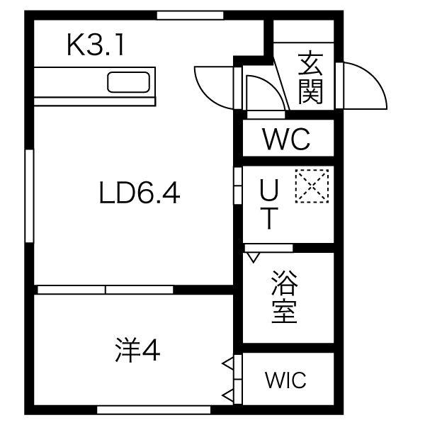 COMSA月寒中央(1LDK/1階)の間取り写真