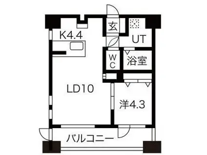 ラフレ平岸(1LDK/10階)の間取り写真