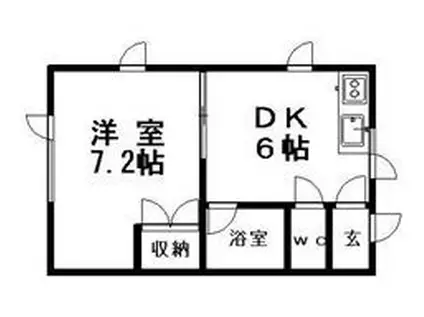 コムレド里塚(1DK/2階)の間取り写真