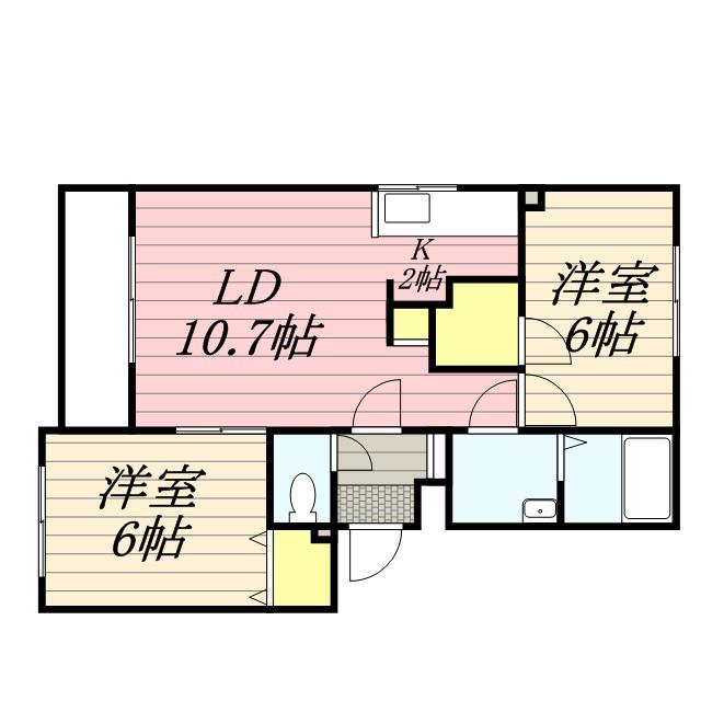 トゥ・ソレイユ(2LDK/3階)の間取り写真