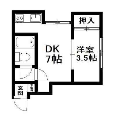 コーポアグレ(1DK/2階)の間取り写真