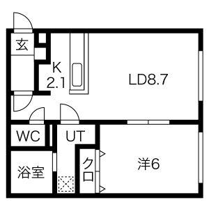 グラヴィス本通南(1LDK/4階)の間取り写真
