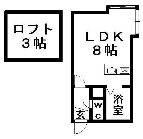 ピュアコート羊ケ丘(1DK/3階)の間取り写真