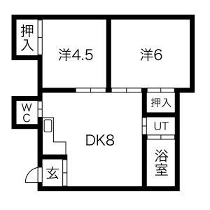 リバアハイツ B(2DK/2階)の間取り写真