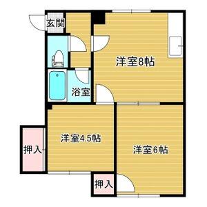 フジハウスⅡ(2DK/2階)の間取り写真