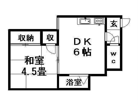 ハッピーハイツ(1DK/3階)の間取り写真