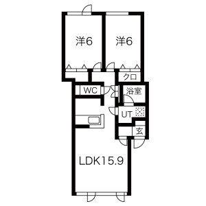 アムール4・3(2LDK/1階)の間取り写真