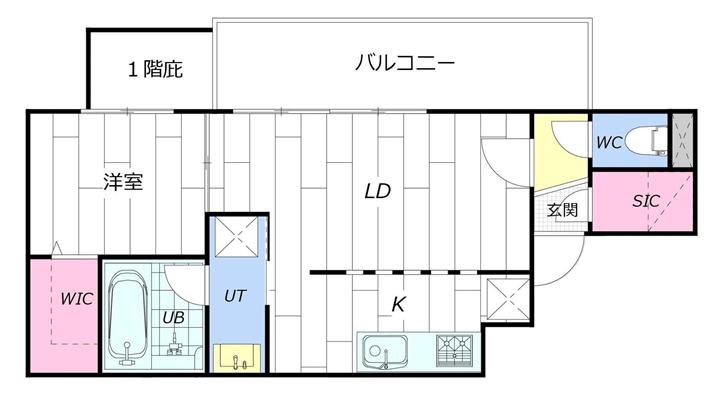 BERLINETTA イースト(1LDK/4階)の間取り写真