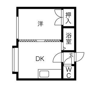 サンヒルズ平岸(1DK/2階)の間取り写真