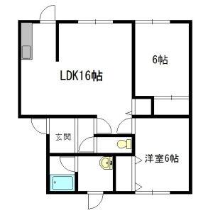 中のマンションD(2LDK/2階)の間取り写真