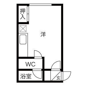 ミズノキングハウス(ワンルーム/2階)の間取り写真