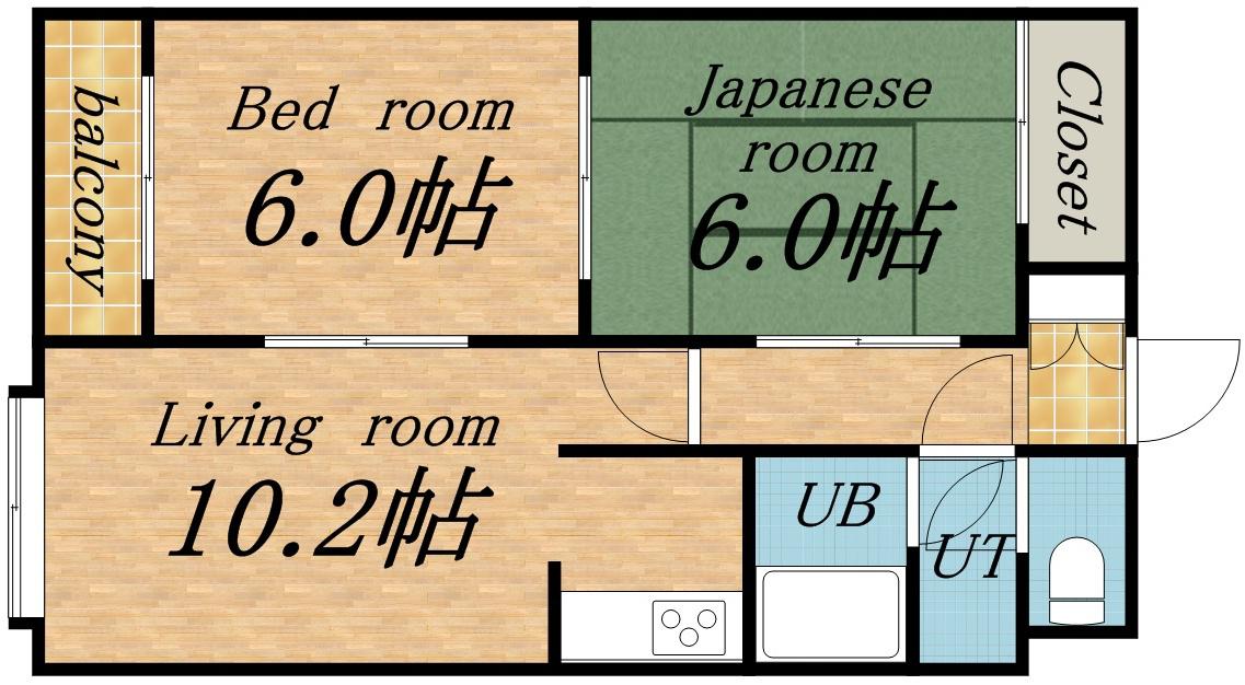 サンクレストケイアイ(2LDK/2階)の間取り写真