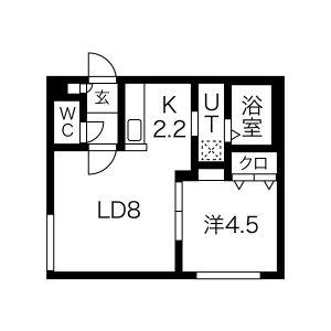 プリオール南郷(1LDK/1階)の間取り写真