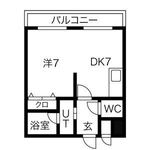 ハイフィールド88(1DK/4階)の間取り写真