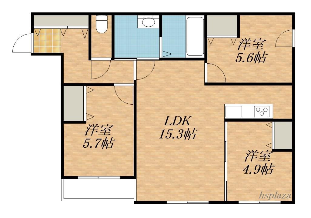 FRANZ TSUKISAMU KOEN(3LDK/2階)の間取り写真