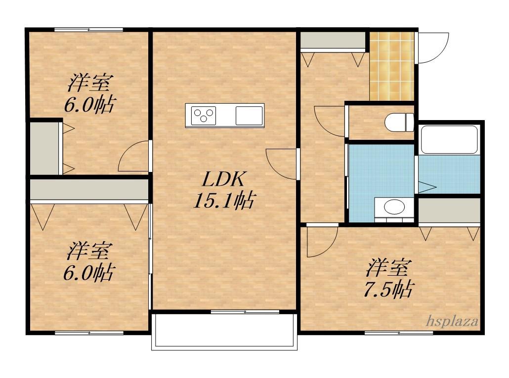 FRANZ TSUKISAMU KOEN(3LDK/2階)の間取り写真