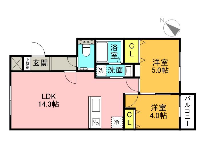 NRJニシオカ(2LDK/3階)の間取り写真